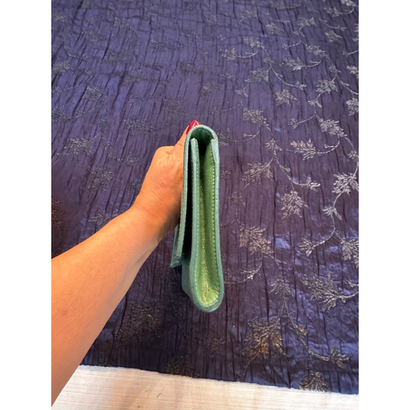 Yves Saint Laurent Green Patent Leather Clutch - Picture 9 of 12